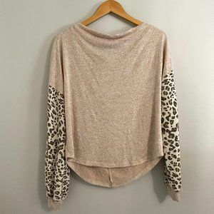 Tan Leopard Sleeve Top